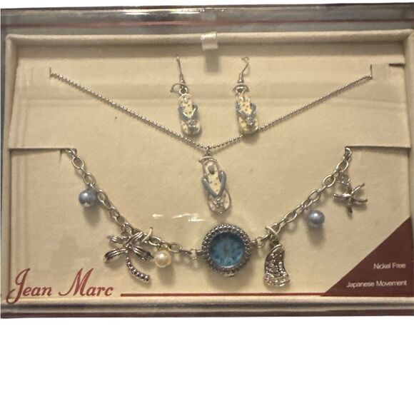 Jean Marc Philippe Silver and Blue Snowflake Necklace Set - Picture 1 of 3